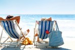Couple sitting on beach