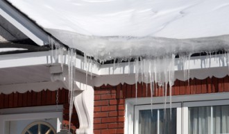 Ice dams on gutters