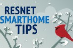 Snowy branch with text: RESNET SmartHome Tips
