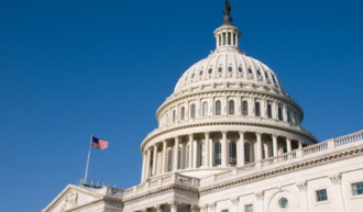 Congress dome and flag in Washington D.C.