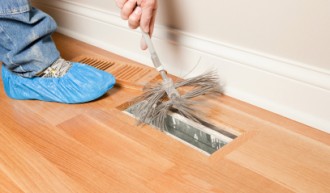 Duct cleaning with a steel brush.