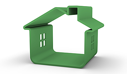 Green-colored model outline of a home.
