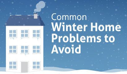 Infographic of a house with tips to avoid common winter home problems